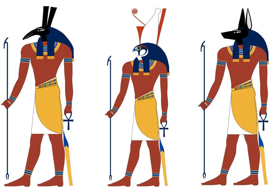 imagem set, horus e anubis