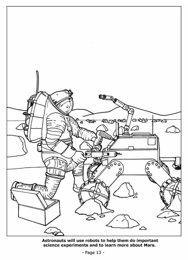 Página para colorir 13 robA´s ajudam os astronautas 