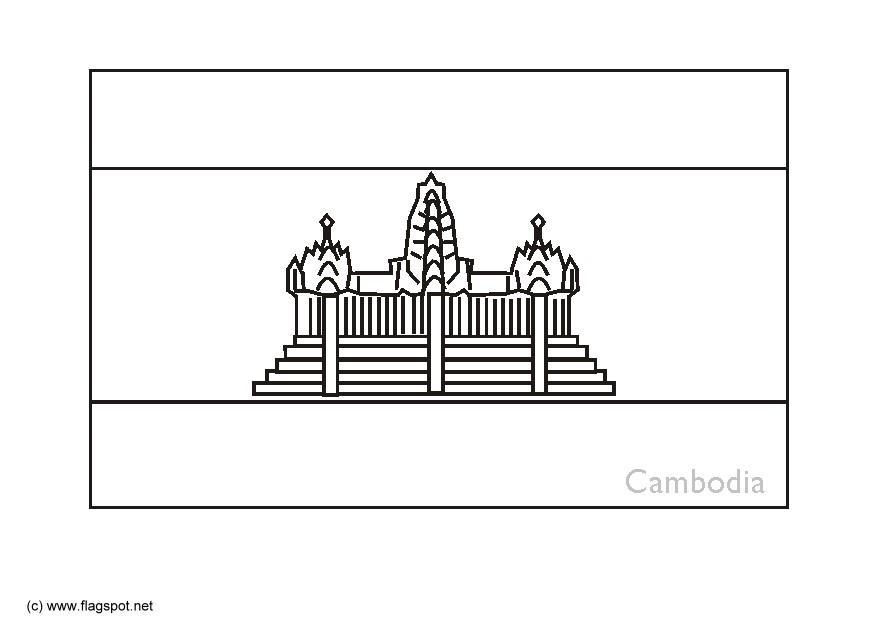 Página para colorir camboja 