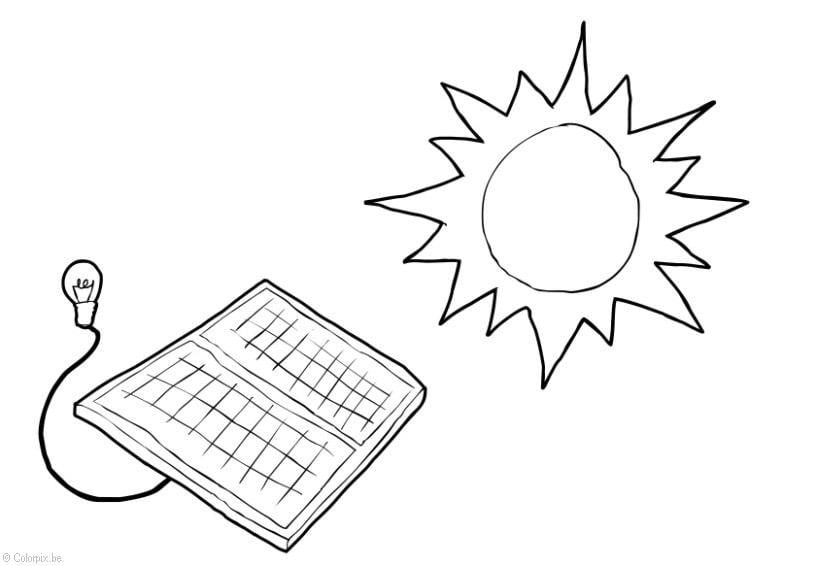 Página para colorir energia solar