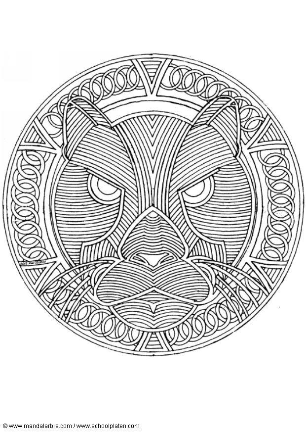 Página para colorir mandala de leopardo