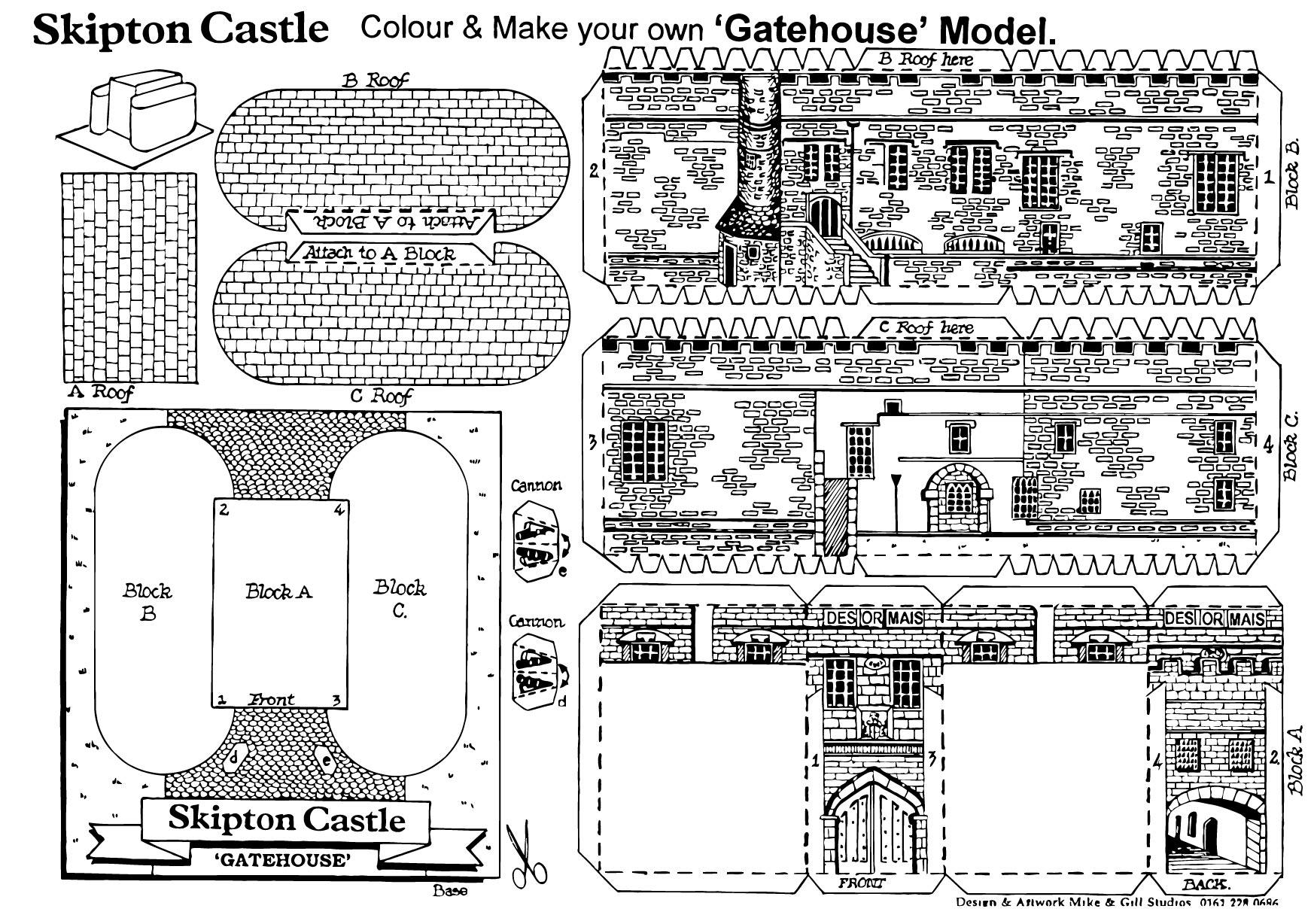 Página para colorir portAµes do castelo de skipton