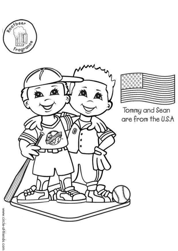 Página para colorir tommy e sean dos estados unidos