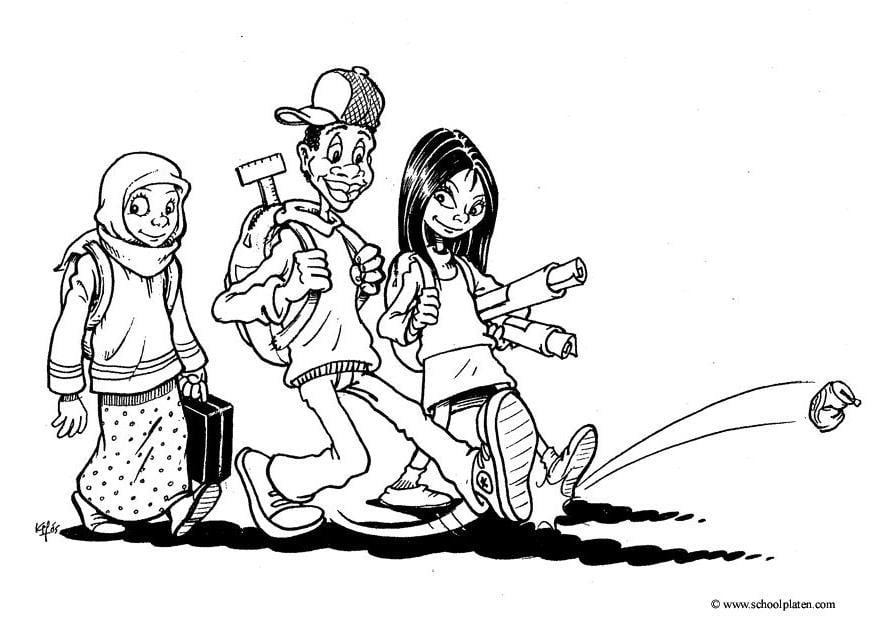 Desenho Para Colorir 3 crianças - imigrantes - Imagens Grátis Para Imprimir  - img 4585