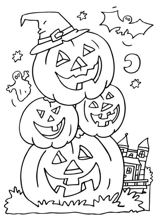 Desenho Para Colorir Abóboras de halloween - Imagens Grátis Para Imprimir -  img 31624