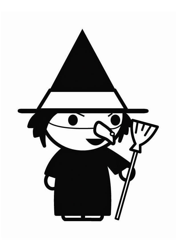 Desenho Para Colorir bruxa de Halloween - Imagens Grátis Para