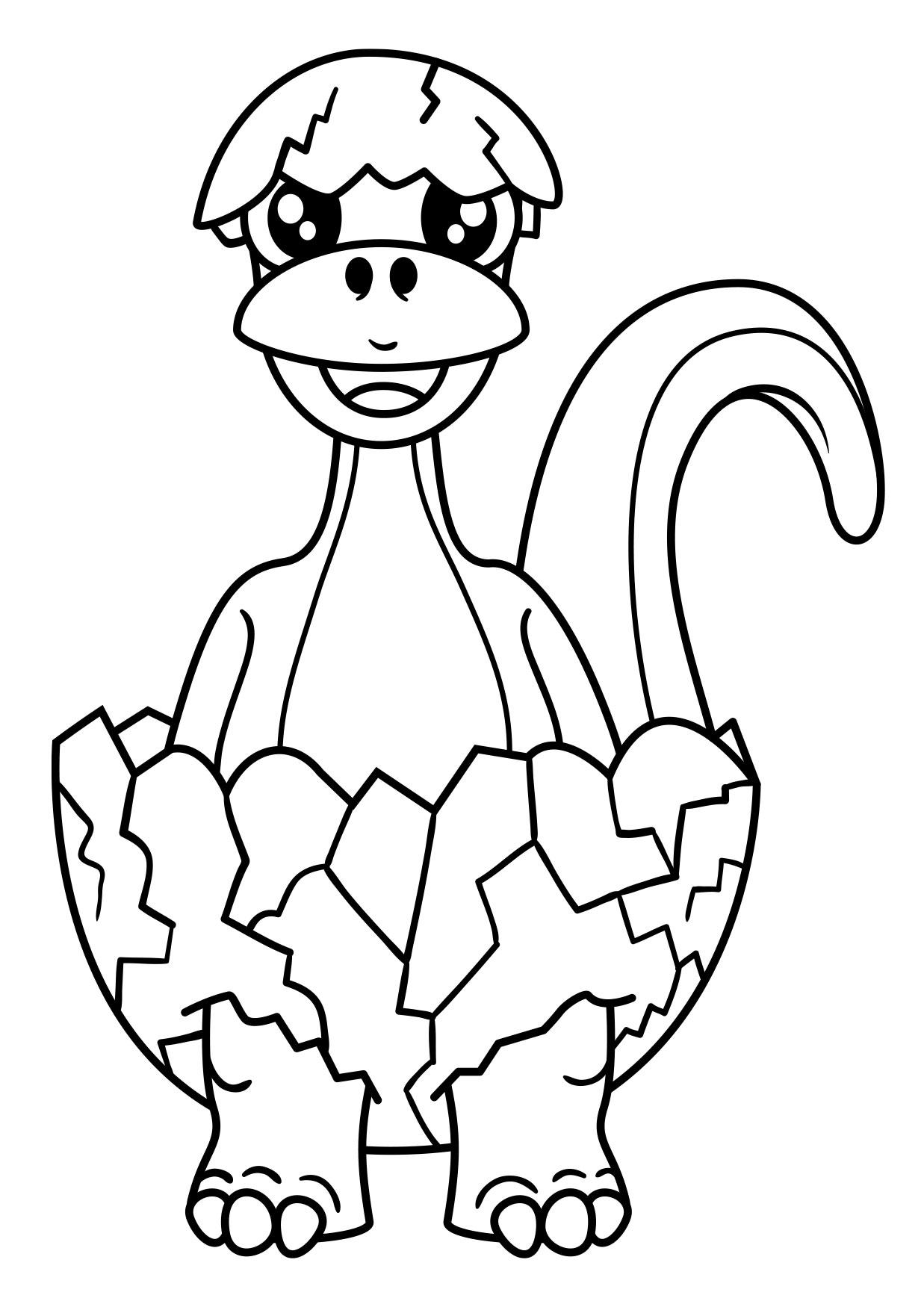 Desenho de dinossauro fofo saindo de ovo