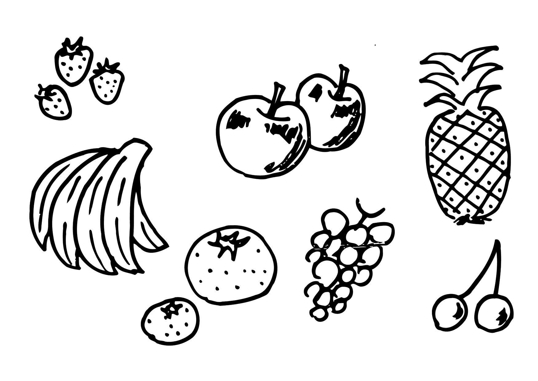 Páginas para colorir de frutas tropicais para impressão - Páginas