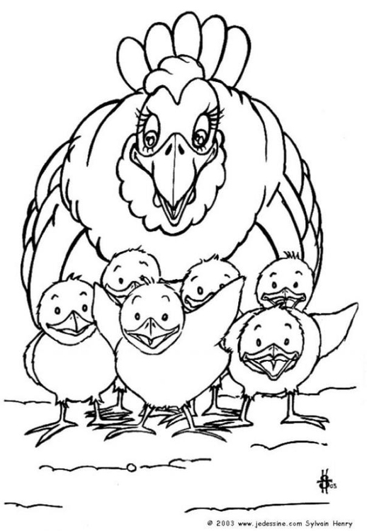 Família de galinha pintando ícones de pintinhos de galinha