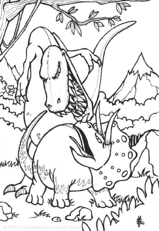 Desenho de Luta de dinossauros para Colorir - Colorir.com