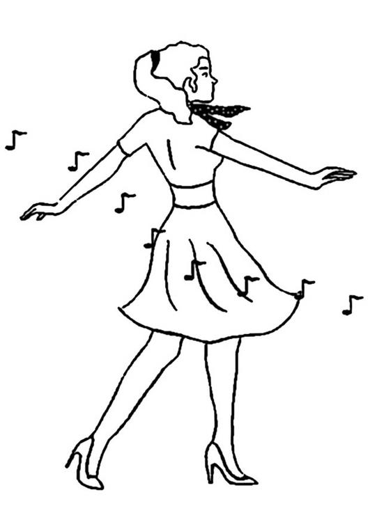 Desenhos de Kawaii Menina Dançando para Colorir e Imprimir 