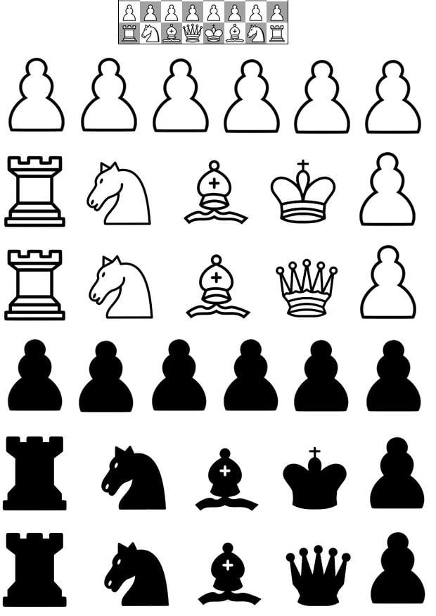 Desenhos de Xadrez para colorir, jogos de pintar e imprimir