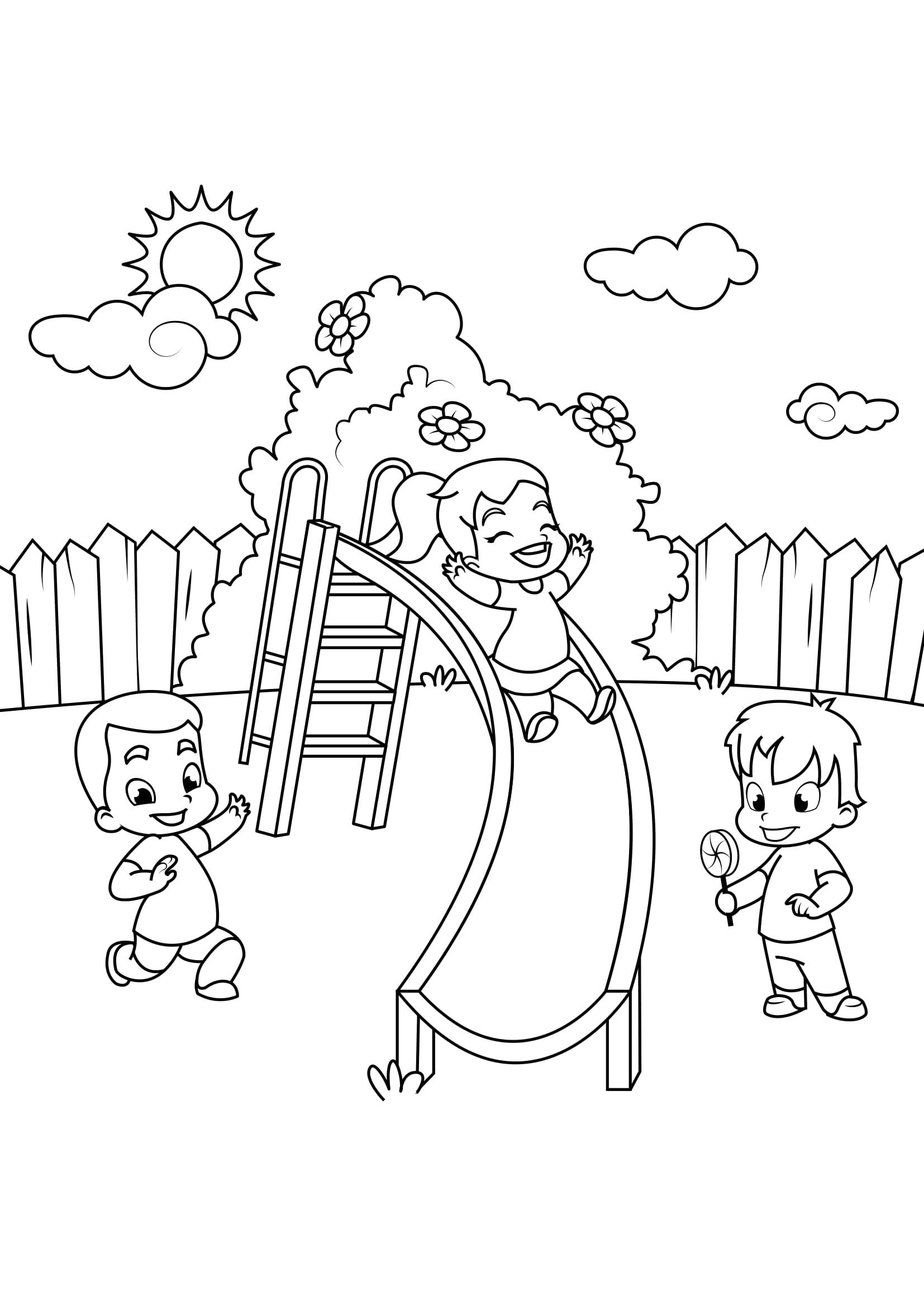 Desenhos para colorir - Jardim de Banban 3 – Se divertindo com crianças
