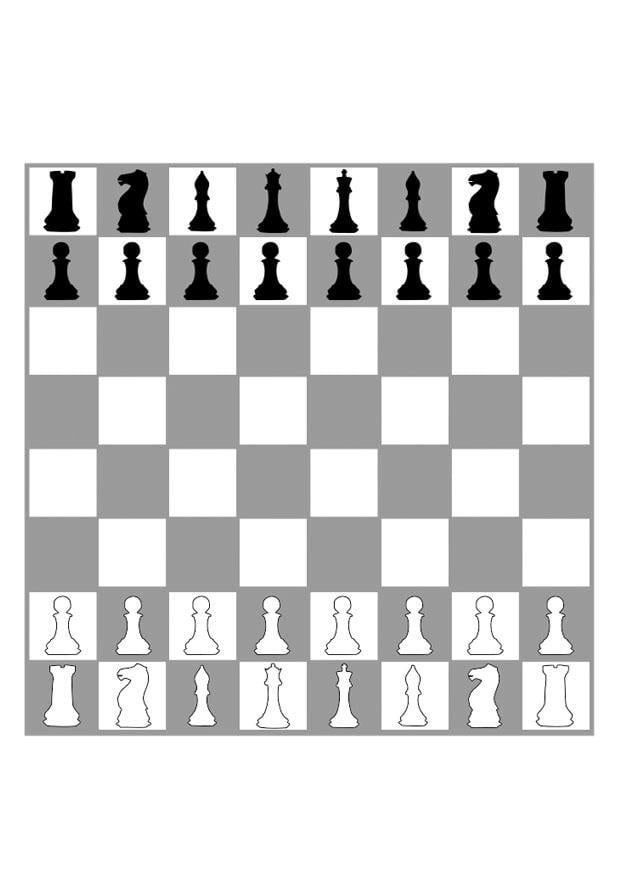 Peças em um tabuleiro de xadrez para colorir e imprimir