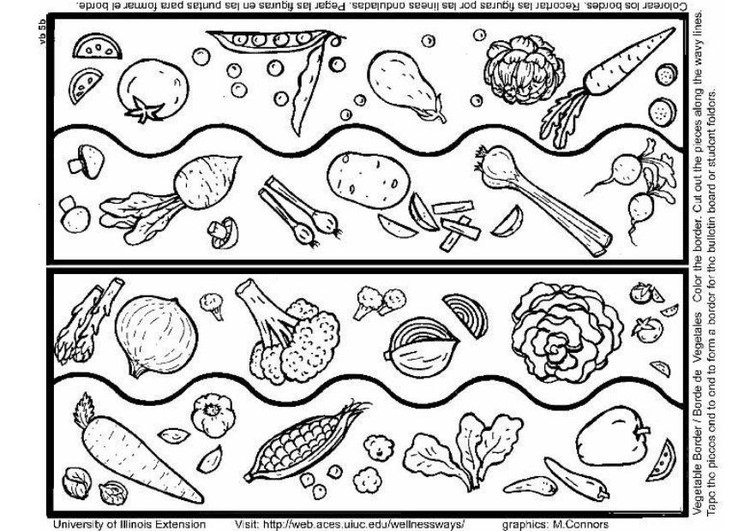 Desenhos de Ingredientes Vegetais para colorir, jogos de pintar e imprimir